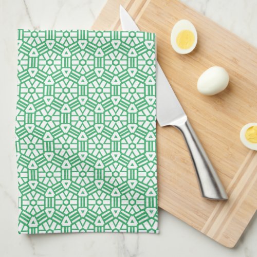 Kitchen Towel _ Hexagon and Bars in Green