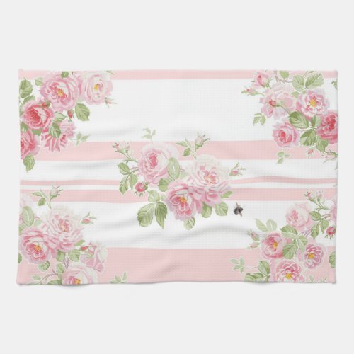 Kitchen Towel in May Day Summer Roses peony