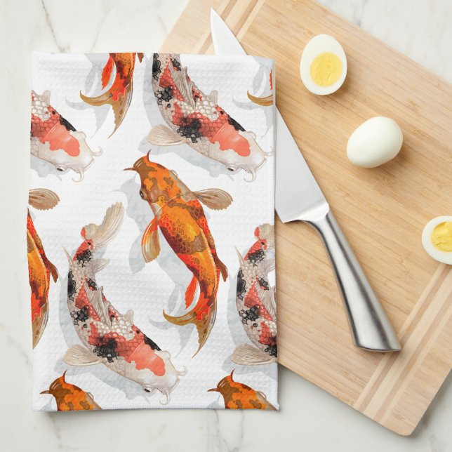Kitchen Towel-KOI Fish Towel (Quarter Fold)