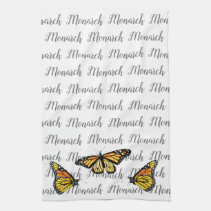 Kitchen Towel Monarch Script/Butterflies