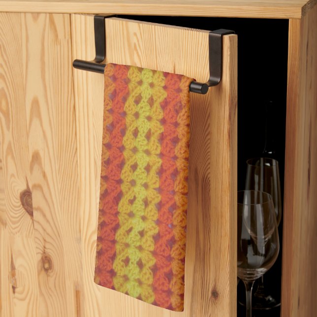 Kitchen Towel - Orange afghan (Thirds Fold)