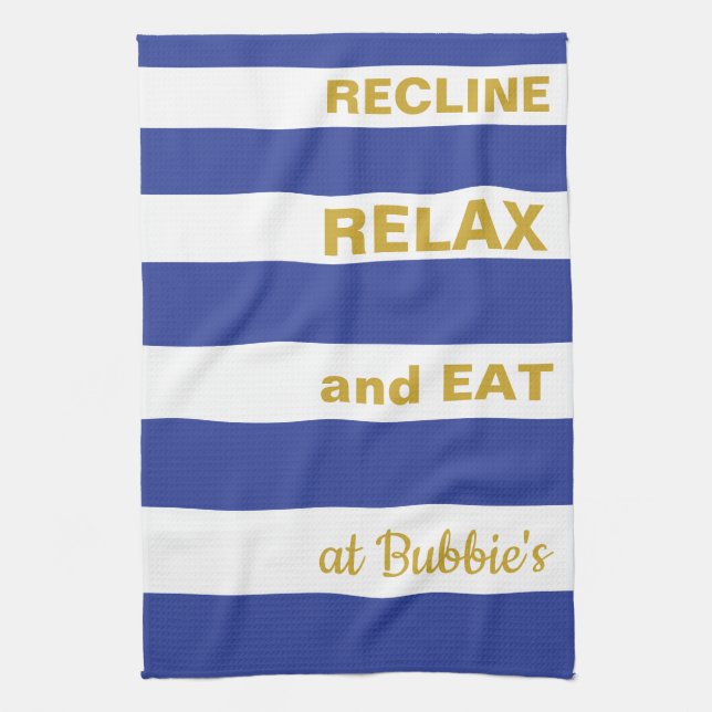Kitchen Towel Passover/Blue, "EAT AT... " (Vertical)
