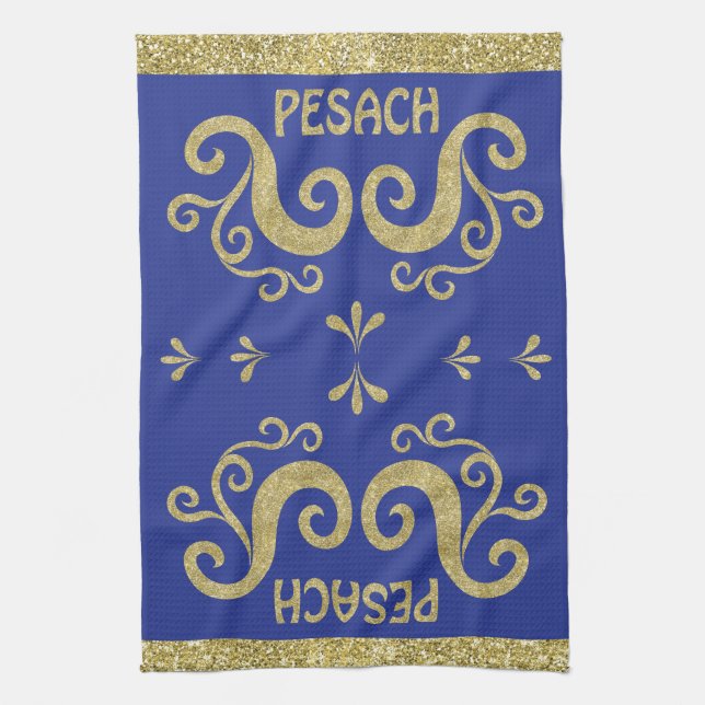 Kitchen Towel "Passover Pesach Gold " (Vertical)