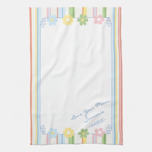 Kitchen Towel Pastel Flowers  Stripes