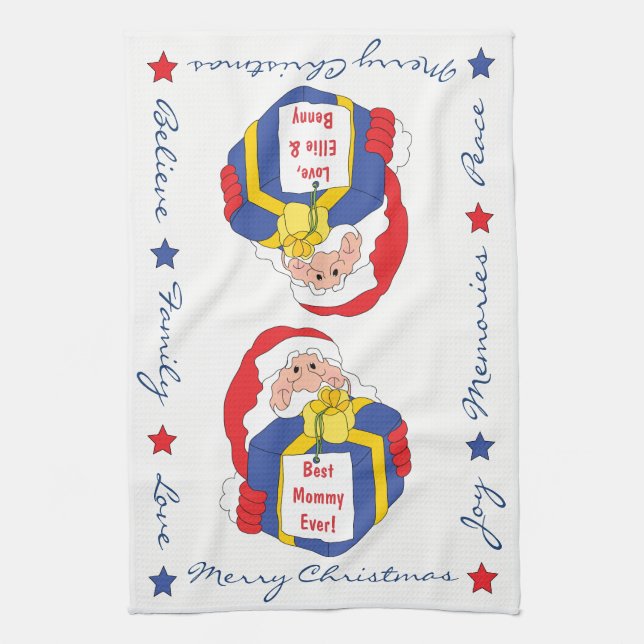 Kitchen Towel Personalize "Christmas Santa" Towel (Vertical)