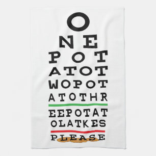 Kitchen Towel Personalize Latkes Eye Chart