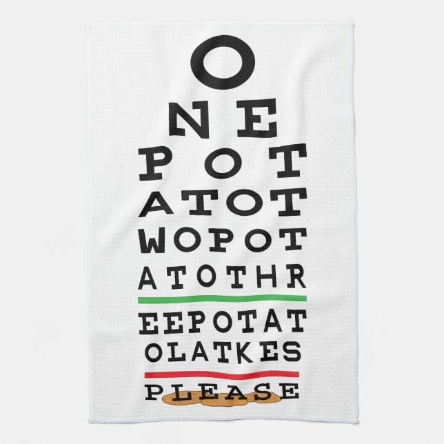 Kitchen Towel Personalize Latkes Eye Chart (Vertical)