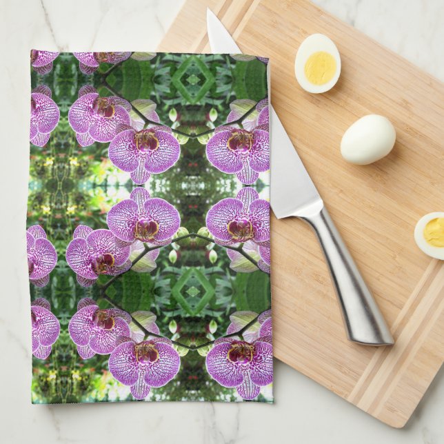 Kitchen Towel Purple Freckled Orchids (Quarter Fold)