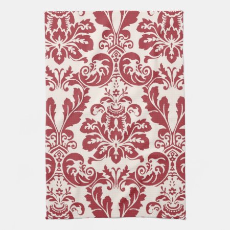 Kitchen Towel...red And White Damask Towel