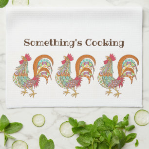 Kitchen Towel-Rooster Something's Cooking Towel