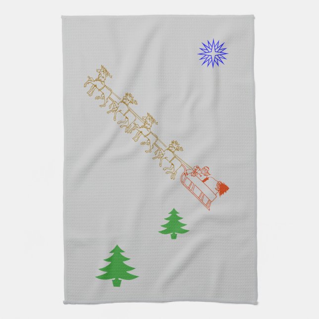 Kitchen Towel - Santa and Sleigh (Vertical)