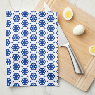 Kitchen Towel - Stylized Flowers in Rows