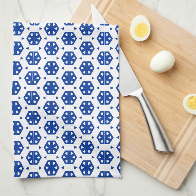 Kitchen Towel - Stylized Flowers in Rows (Quarter Fold)