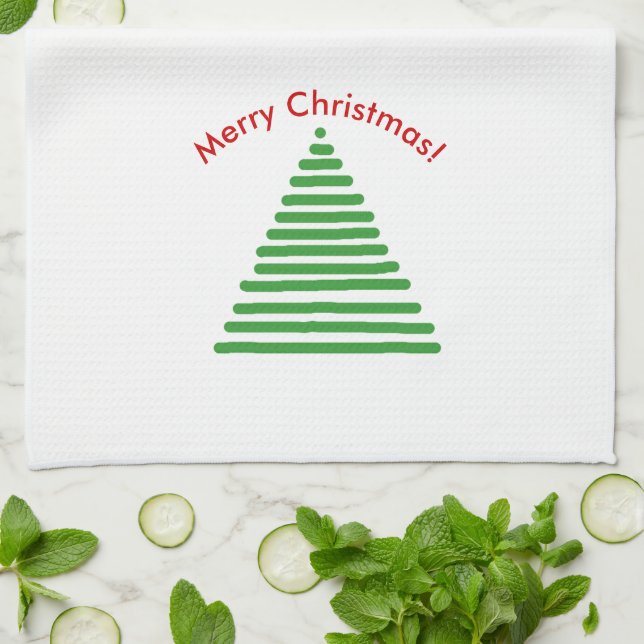 Kitchen Towel - Stylized Tree with Curved Text (Folded)