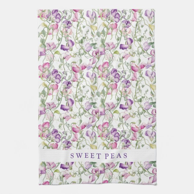 Kitchen Towel Sweet Peas (Vertical)