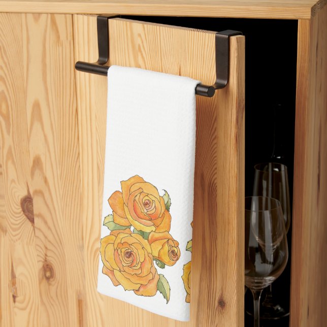 Kitchen Towel - Tangerine Roses (Thirds Fold)