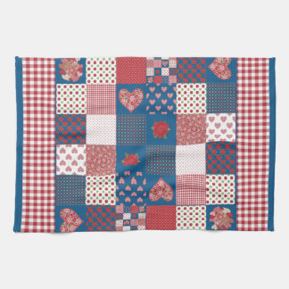 Kitchen Towel, Tea Towel, Faux-Patchwork, Gingham Kitchen Towel