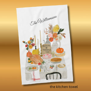 KITCHEN TOWEL THANKSGIVING TABLE PERSONALIZED