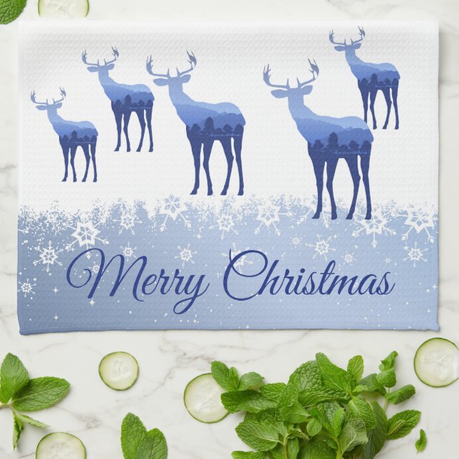 Kitchen Towel-The Deer Snowflakes Kitchen Towel (Folded)