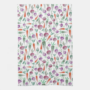Kitchen Towel with Beet & Carrot Design