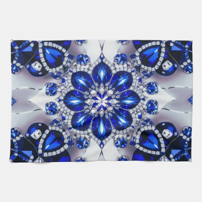 Kitchen towel with Blue White Colors Design (Horizontal)