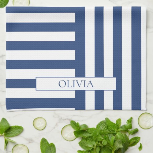 Kitchen Towel with Blue White Stripes Chef Baker