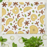 Kitchen towel with bright fruit print.
