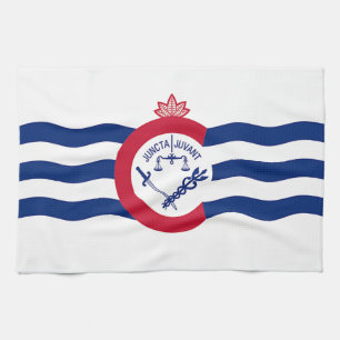 Kitchen towel with Flag of Cincinnati City, U.S.A.
