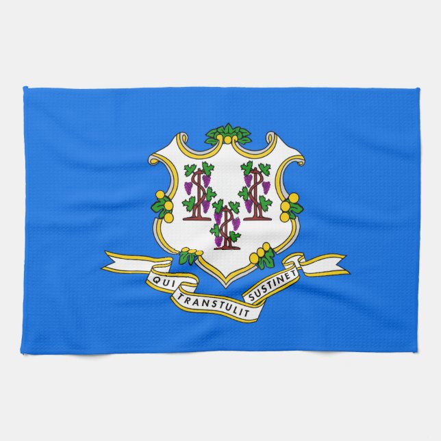 Kitchen towel with Flag of Connecticut, U.S.A. (Horizontal)