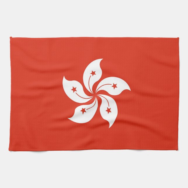 Kitchen towel with Flag of Hong Kong, China (Horizontal)