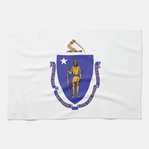 Kitchen towel with Flag of Massachusetts USA