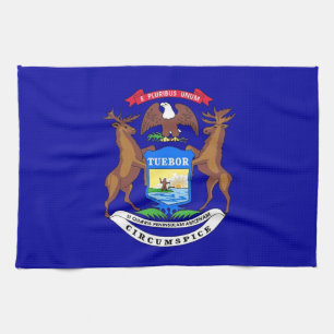 Kitchen towel with Flag of Michigan, U.S.A.