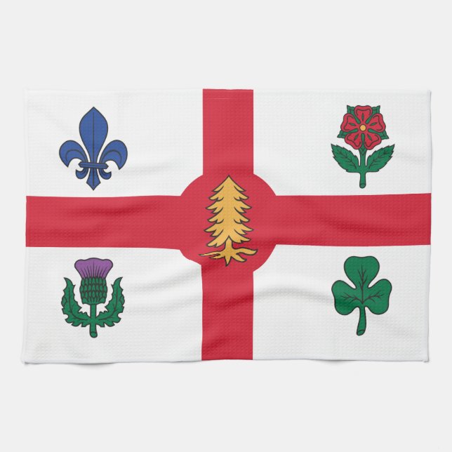 Kitchen towel with Flag of Montreal, Canada (Horizontal)