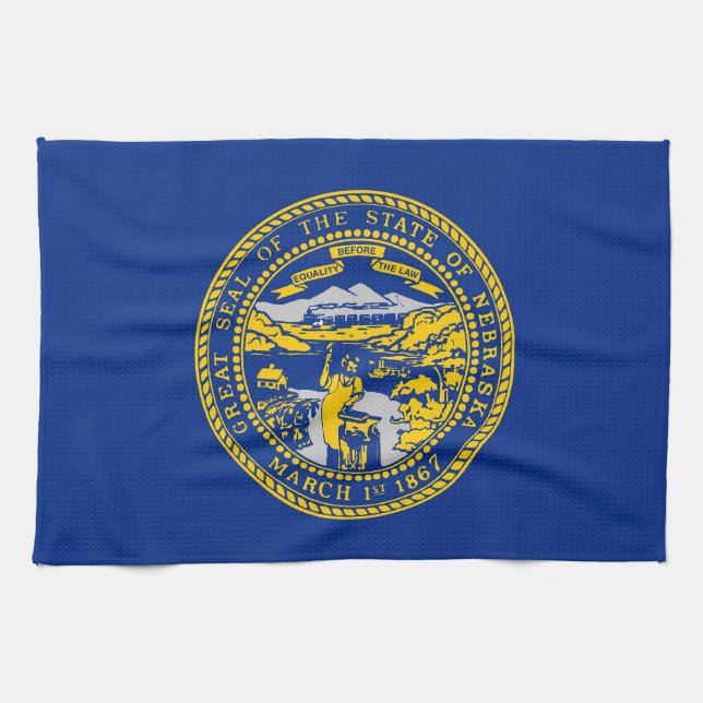 Kitchen towel with Flag of Nebraska, U.S.A. (Horizontal)