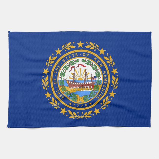 Kitchen towel with Flag of New Hampshire, U.S.A. (Horizontal)
