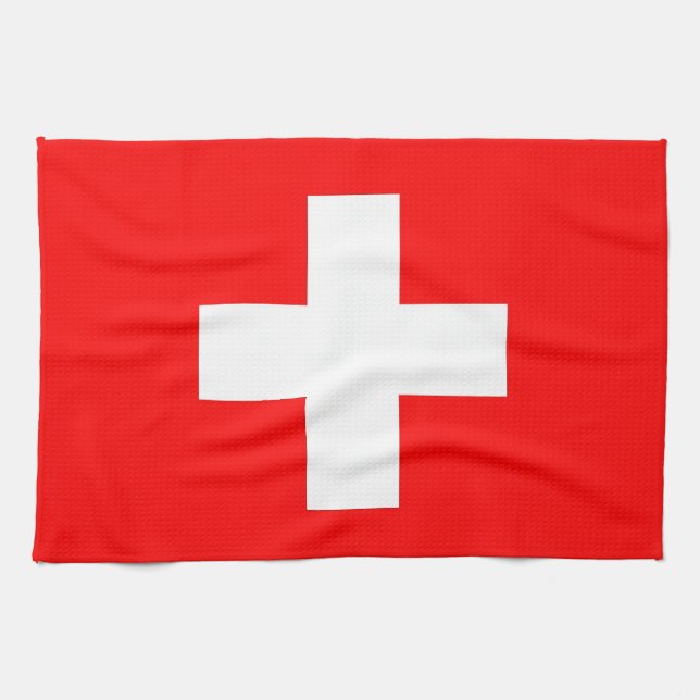 Kitchen towel with Flag of Switzerland (Horizontal)
