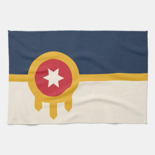 Kitchen towel with Flag of Tulsa, Oklahoma