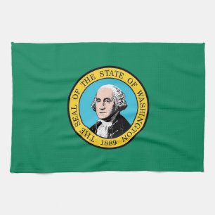 Kitchen towel with Flag of Washington, U.S.A.