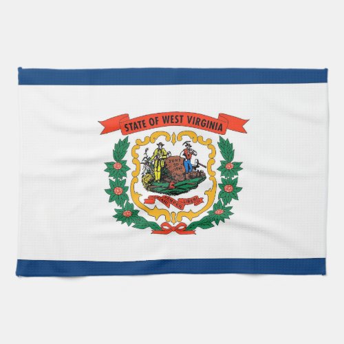 Kitchen towel with Flag of West Virginia USA