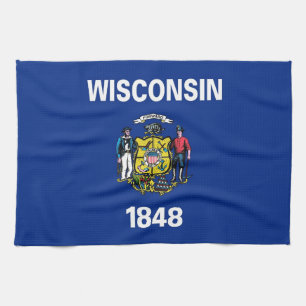 Kitchen towel with Flag of Wisconsin, U.S.A.
