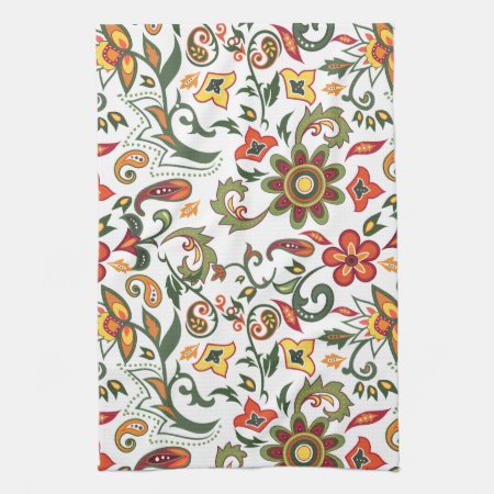 Kitchen Towel With Floral Decorative Patterns