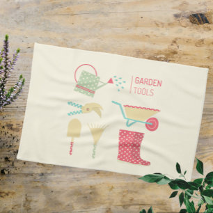 Kitchen towel with gardening tools print