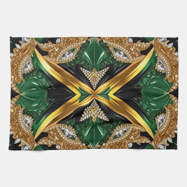 Kitchen towel with Jamaican Colors Design (Horizontal)