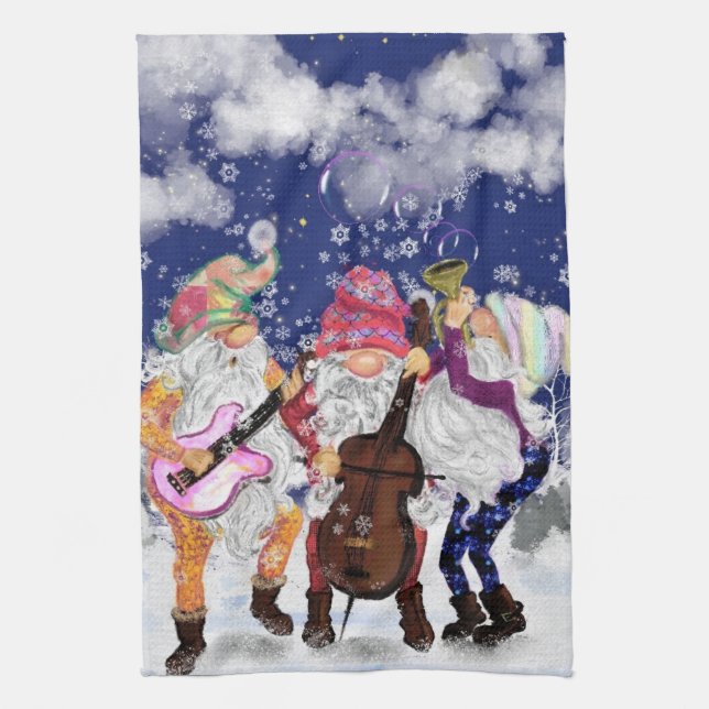 Kitchen Towel with Musical Gnomes (Vertical)
