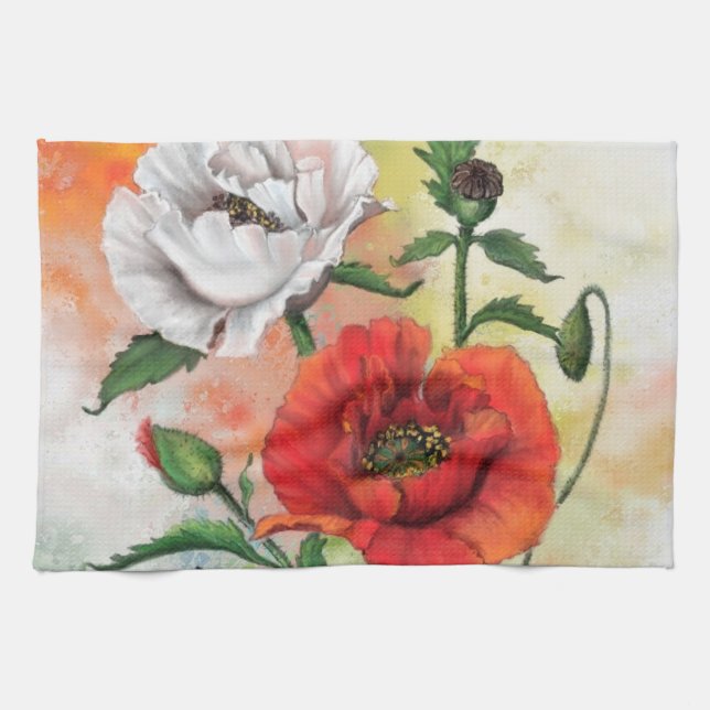 Kitchen Towel with Poppies (Horizontal)