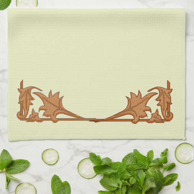 Kitchen Towel - Wrought Iron Leaves (Folded)