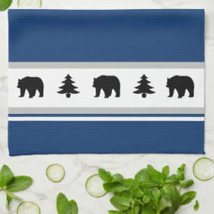 Kitchen Towel-Yellowstone Lodge 3 Bear and Trees Kitchen Towel