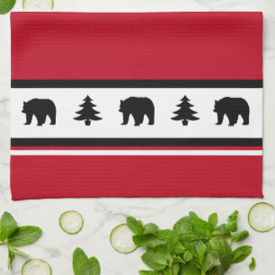Kitchen Towel-Yellowstone Lodge 3 Bear and Trees Kitchen Towel