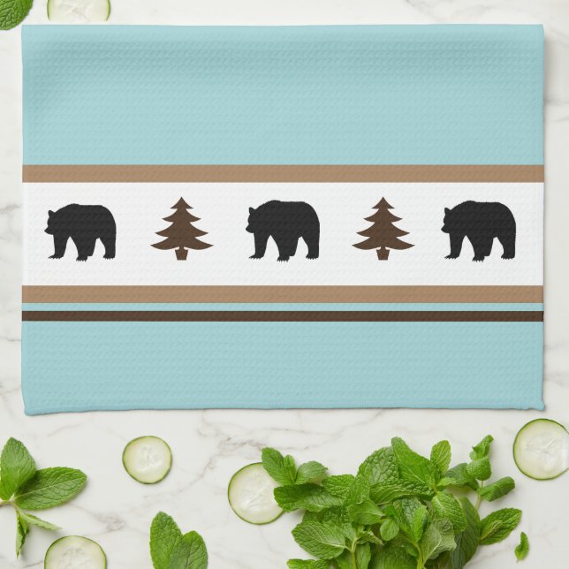 Kitchen Towel-Yellowstone Lodge 3 Bear and Trees Towel (Folded)