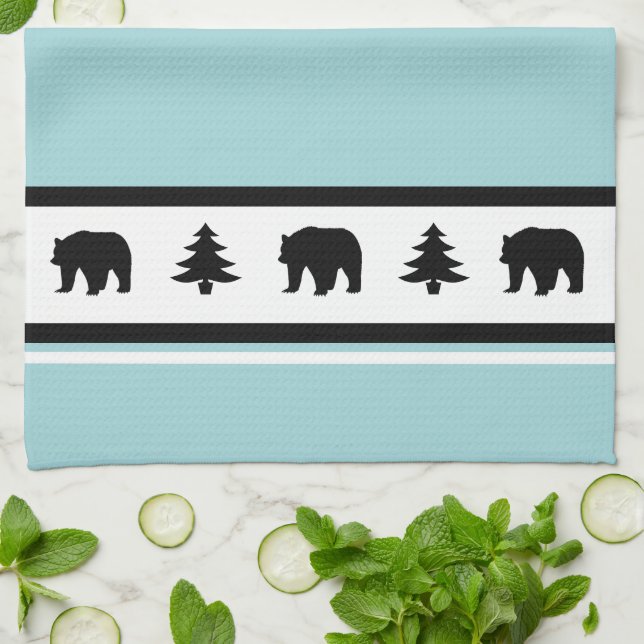 Kitchen Towel-Yellowstone Lodge 3 Bear and Trees Towel (Folded)